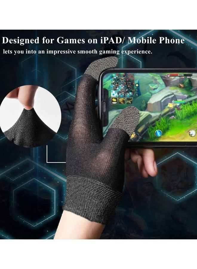 قفازات ألعاب للأيدي المتعرقة، قفازات ألعاب فائقة الرقة وجيدة التهوية تعمل باللمس مع أكمام للإبهام والأصابع لأجهزة iPad اللوحية/الهواتف المحمولة - Image 4